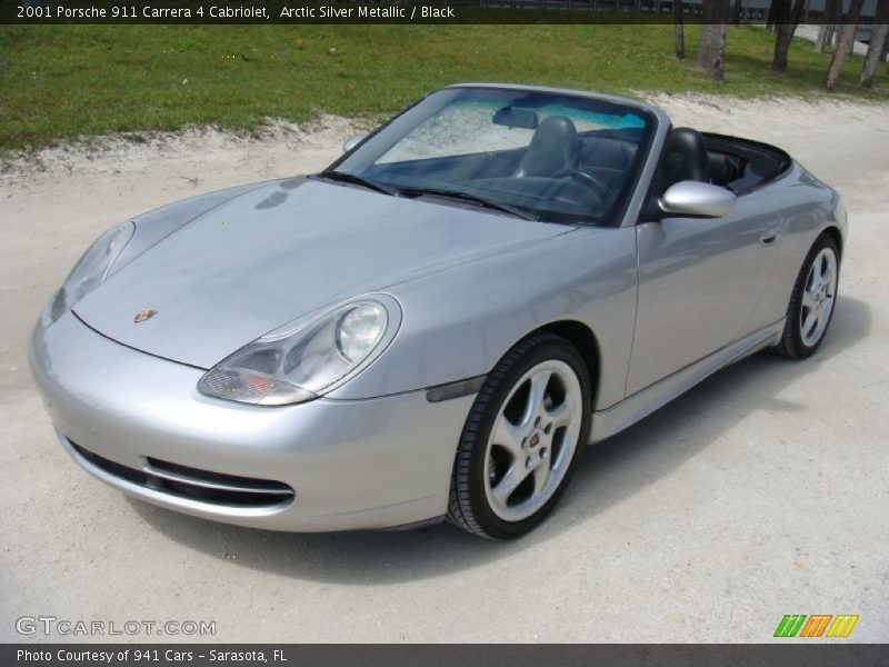 Arctic Silver Metallic / Black 2001 Porsche 911 Carrera 4 Cabriolet