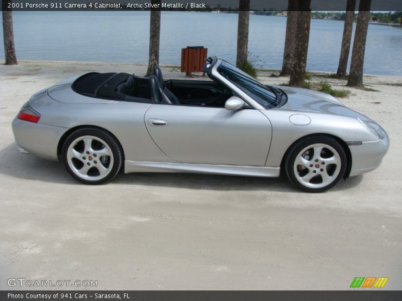 Arctic Silver Metallic / Black 2001 Porsche 911 Carrera 4 Cabriolet