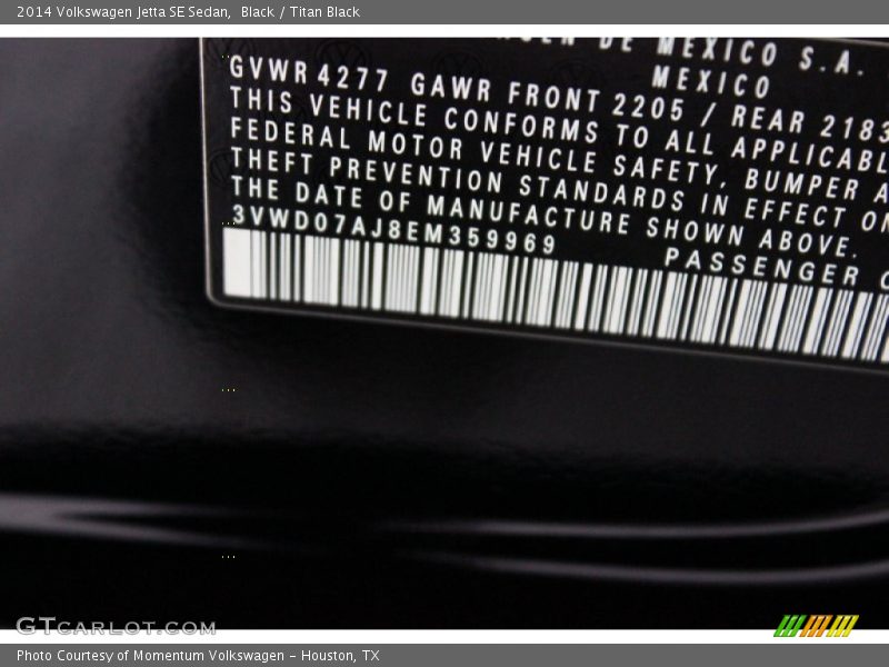 Black / Titan Black 2014 Volkswagen Jetta SE Sedan