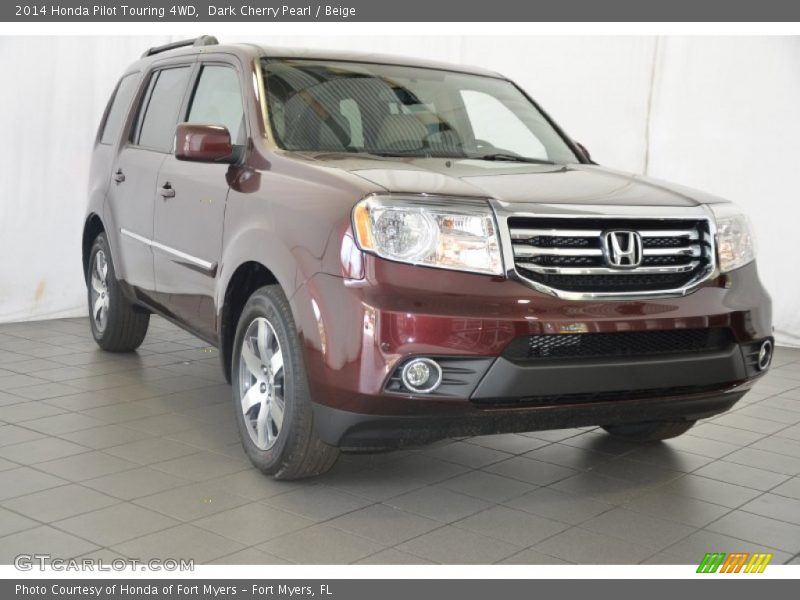 Dark Cherry Pearl / Beige 2014 Honda Pilot Touring 4WD