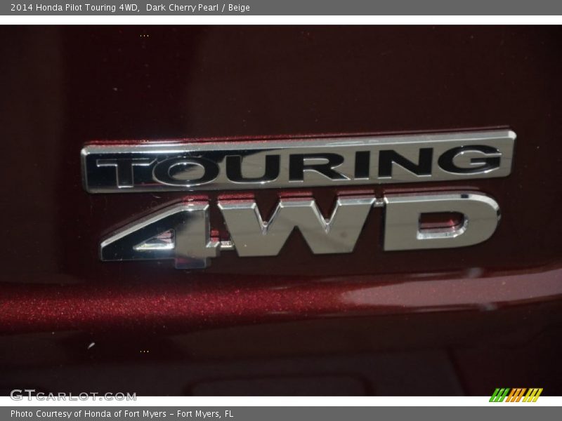 Dark Cherry Pearl / Beige 2014 Honda Pilot Touring 4WD