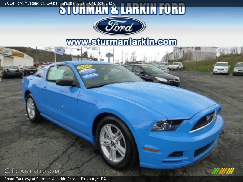 Grabber Blue / Charcoal Black 2014 Ford Mustang V6 Coupe
