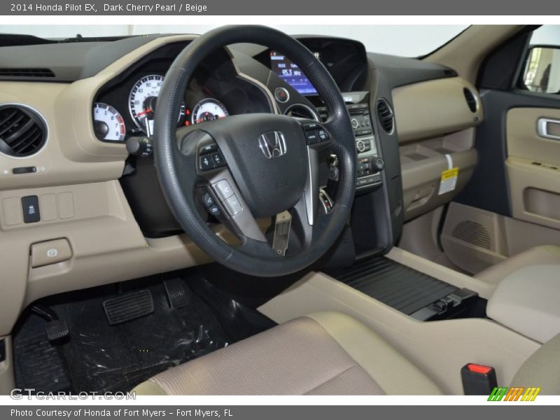 Dark Cherry Pearl / Beige 2014 Honda Pilot EX