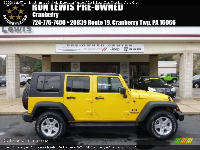 Detonator Yellow / Dark Slate Gray/Medium Slate Gray 2009 Jeep Wrangler Unlimited X 4x4