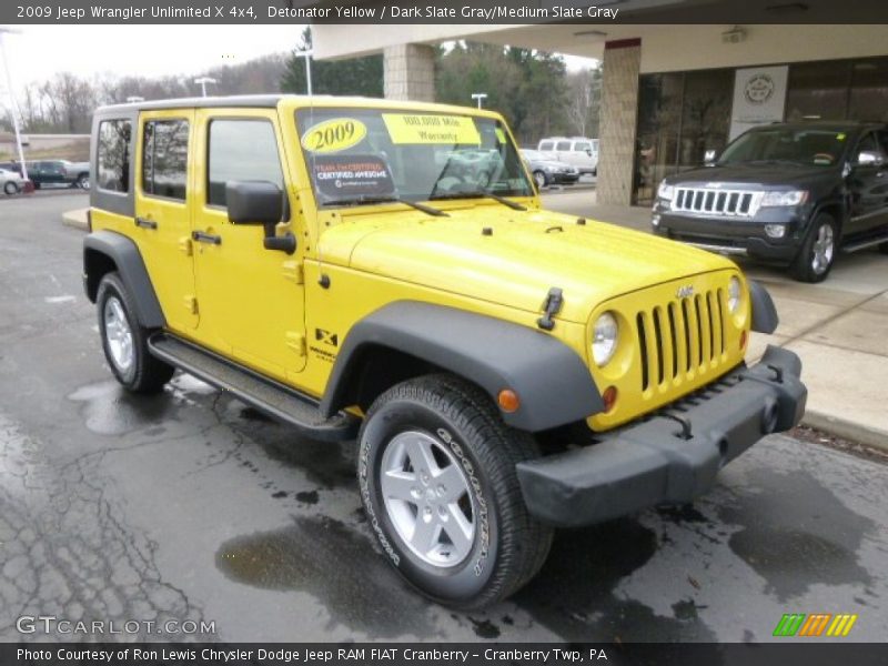 Detonator Yellow / Dark Slate Gray/Medium Slate Gray 2009 Jeep Wrangler Unlimited X 4x4