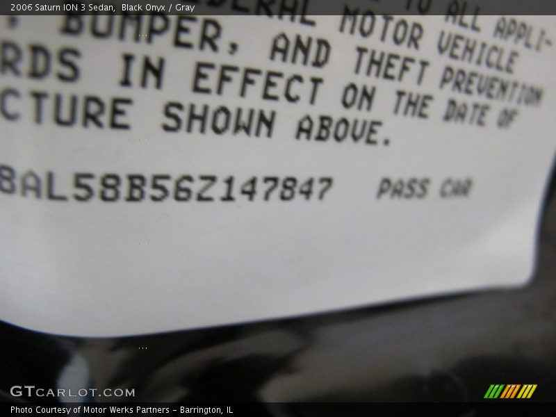 Black Onyx / Gray 2006 Saturn ION 3 Sedan
