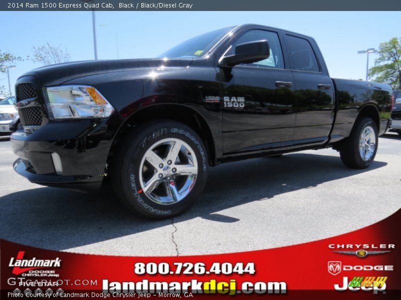 Black / Black/Diesel Gray 2014 Ram 1500 Express Quad Cab
