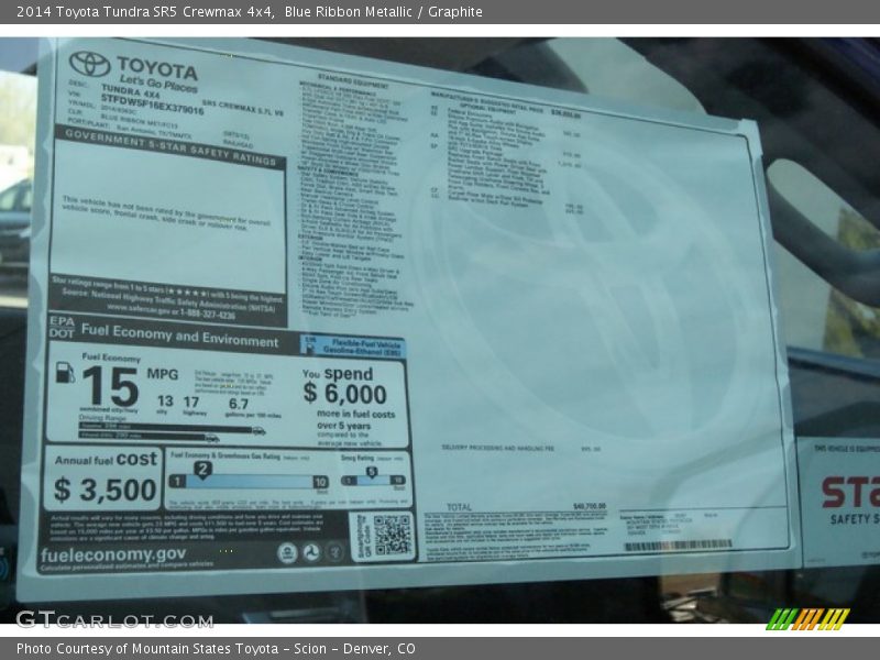 Blue Ribbon Metallic / Graphite 2014 Toyota Tundra SR5 Crewmax 4x4