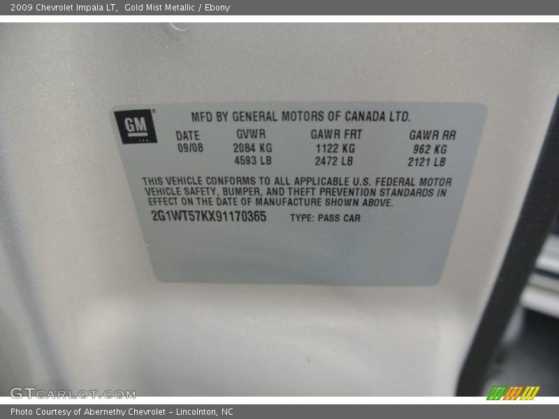 Gold Mist Metallic / Ebony 2009 Chevrolet Impala LT