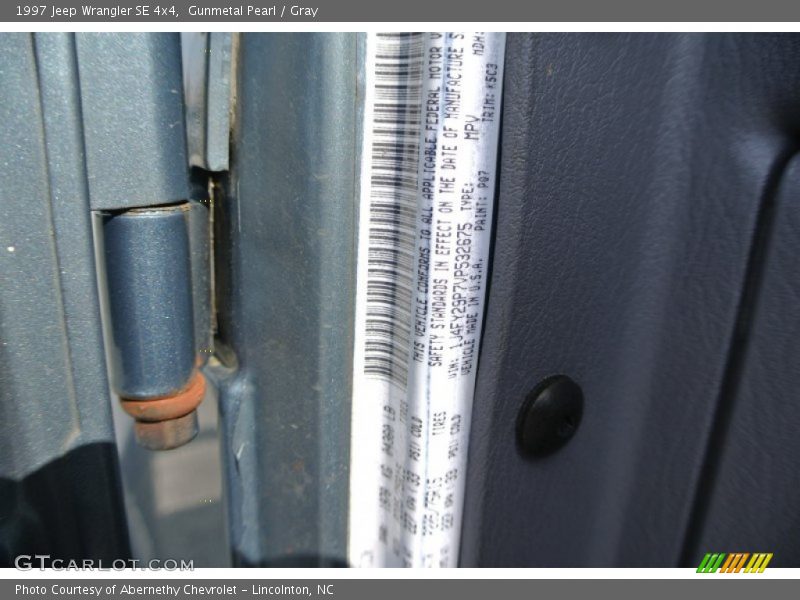 1997 Wrangler SE 4x4 Gunmetal Pearl Color Code Q7