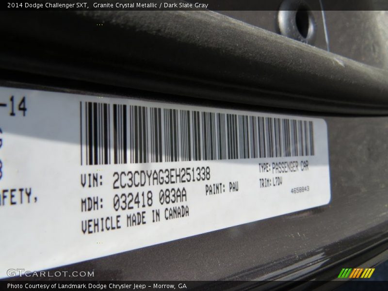 Granite Crystal Metallic / Dark Slate Gray 2014 Dodge Challenger SXT