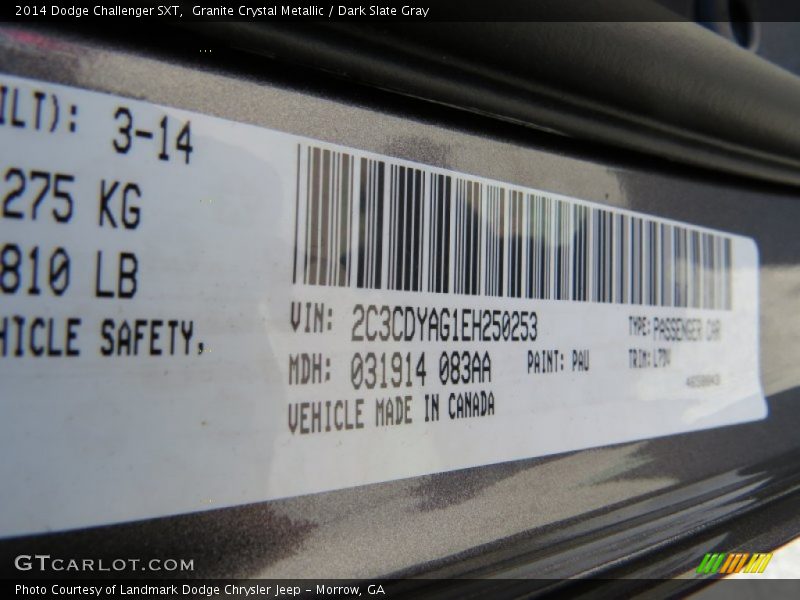Granite Crystal Metallic / Dark Slate Gray 2014 Dodge Challenger SXT