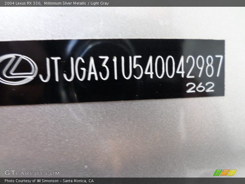 Millinnium Silver Metallic / Light Gray 2004 Lexus RX 330