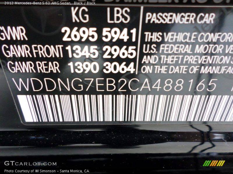 Black / Black 2012 Mercedes-Benz S 63 AMG Sedan