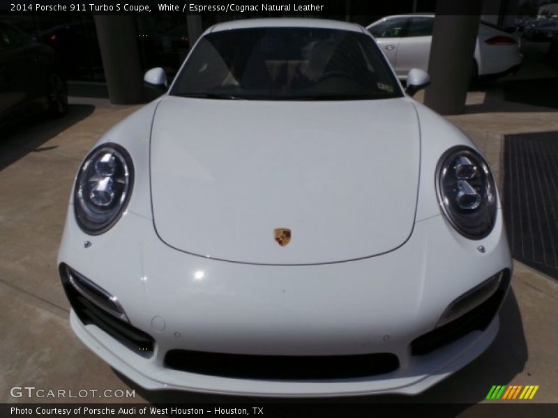 White / Espresso/Cognac Natural Leather 2014 Porsche 911 Turbo S Coupe