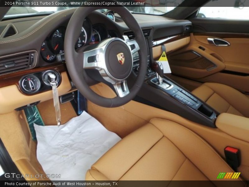 White / Espresso/Cognac Natural Leather 2014 Porsche 911 Turbo S Coupe