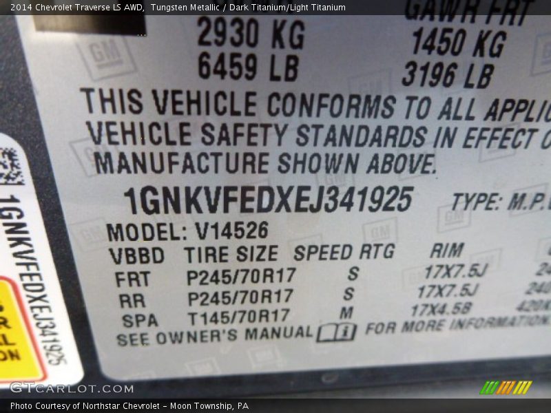 Tungsten Metallic / Dark Titanium/Light Titanium 2014 Chevrolet Traverse LS AWD
