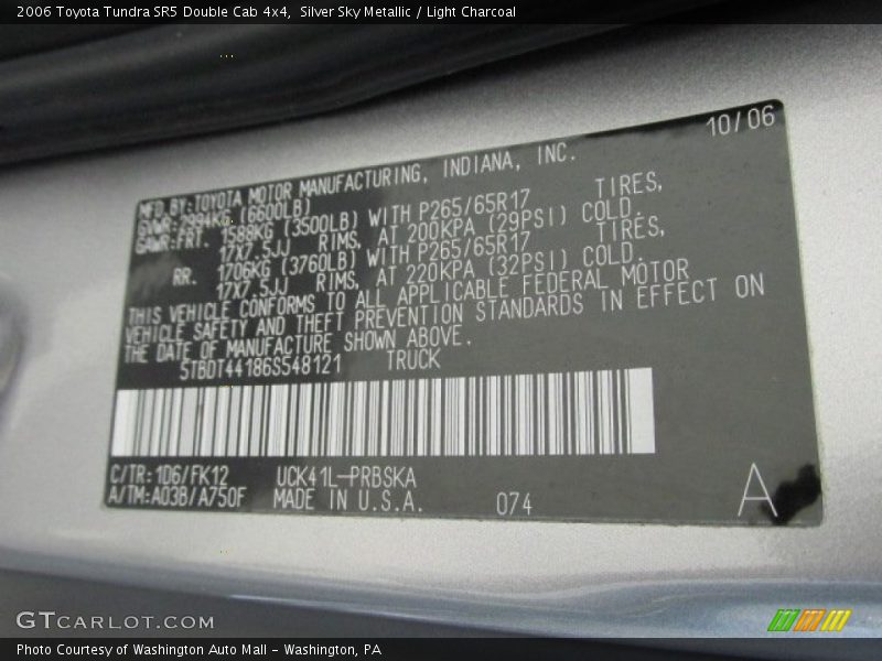 Silver Sky Metallic / Light Charcoal 2006 Toyota Tundra SR5 Double Cab 4x4