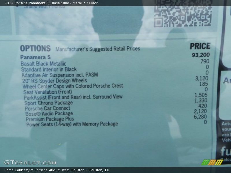  2014 Panamera S Window Sticker