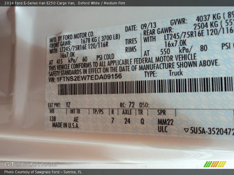 Oxford White / Medium Flint 2014 Ford E-Series Van E250 Cargo Van