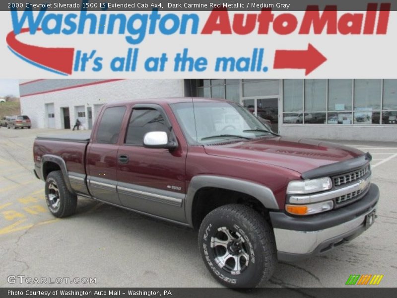 Dark Carmine Red Metallic / Medium Gray 2000 Chevrolet Silverado 1500 LS Extended Cab 4x4