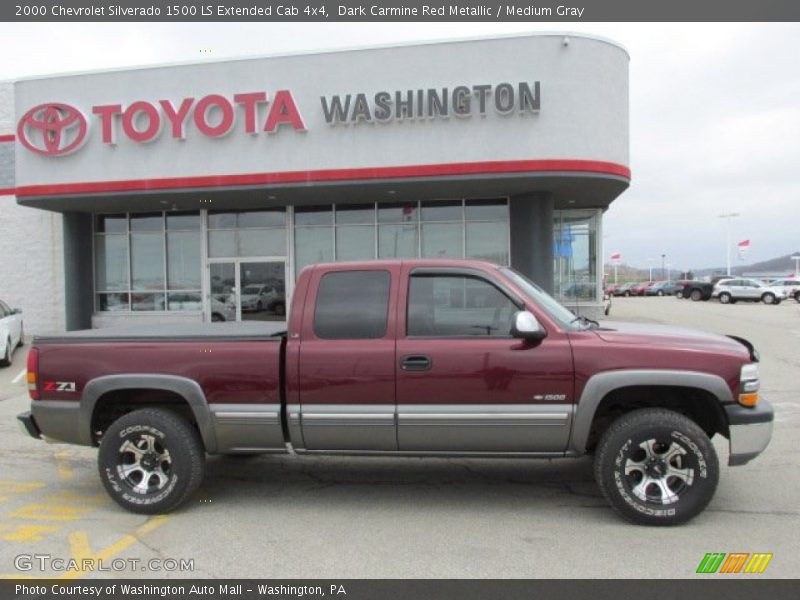 Dark Carmine Red Metallic / Medium Gray 2000 Chevrolet Silverado 1500 LS Extended Cab 4x4