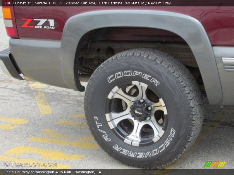 Dark Carmine Red Metallic / Medium Gray 2000 Chevrolet Silverado 1500 LS Extended Cab 4x4