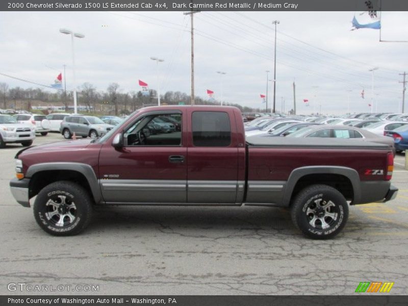Dark Carmine Red Metallic / Medium Gray 2000 Chevrolet Silverado 1500 LS Extended Cab 4x4