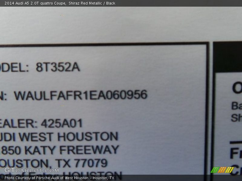 Shiraz Red Metallic / Black 2014 Audi A5 2.0T quattro Coupe