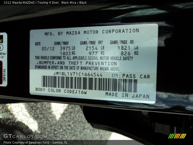 Black Mica / Black 2012 Mazda MAZDA3 i Touring 4 Door