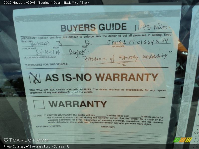 Black Mica / Black 2012 Mazda MAZDA3 i Touring 4 Door