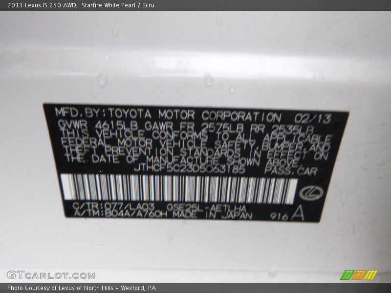 Starfire White Pearl / Ecru 2013 Lexus IS 250 AWD