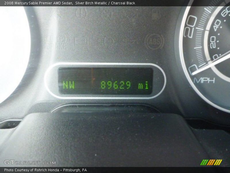 Silver Birch Metallic / Charcoal Black 2008 Mercury Sable Premier AWD Sedan