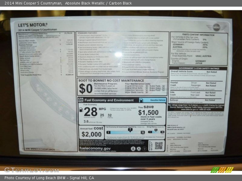 Absolute Black Metallic / Carbon Black 2014 Mini Cooper S Countryman