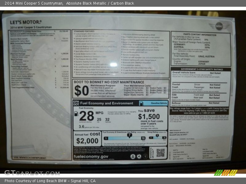 Absolute Black Metallic / Carbon Black 2014 Mini Cooper S Countryman