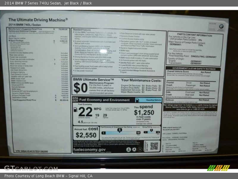 Jet Black / Black 2014 BMW 7 Series 740Li Sedan