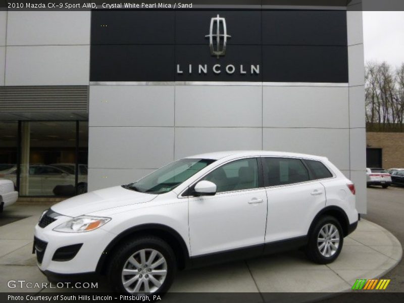 Crystal White Pearl Mica / Sand 2010 Mazda CX-9 Sport AWD