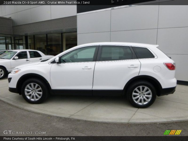 Crystal White Pearl Mica / Sand 2010 Mazda CX-9 Sport AWD