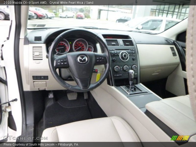 Crystal White Pearl Mica / Sand 2010 Mazda CX-9 Sport AWD