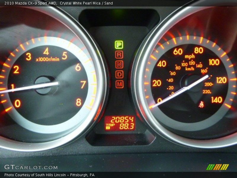 Crystal White Pearl Mica / Sand 2010 Mazda CX-9 Sport AWD