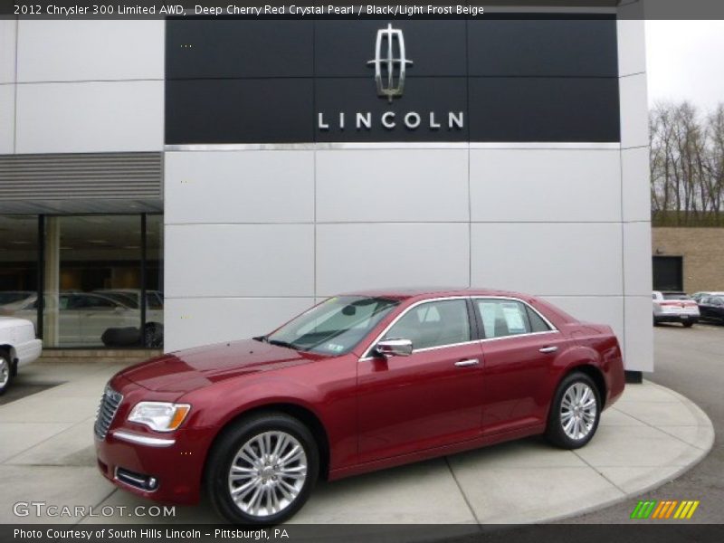 Deep Cherry Red Crystal Pearl / Black/Light Frost Beige 2012 Chrysler 300 Limited AWD