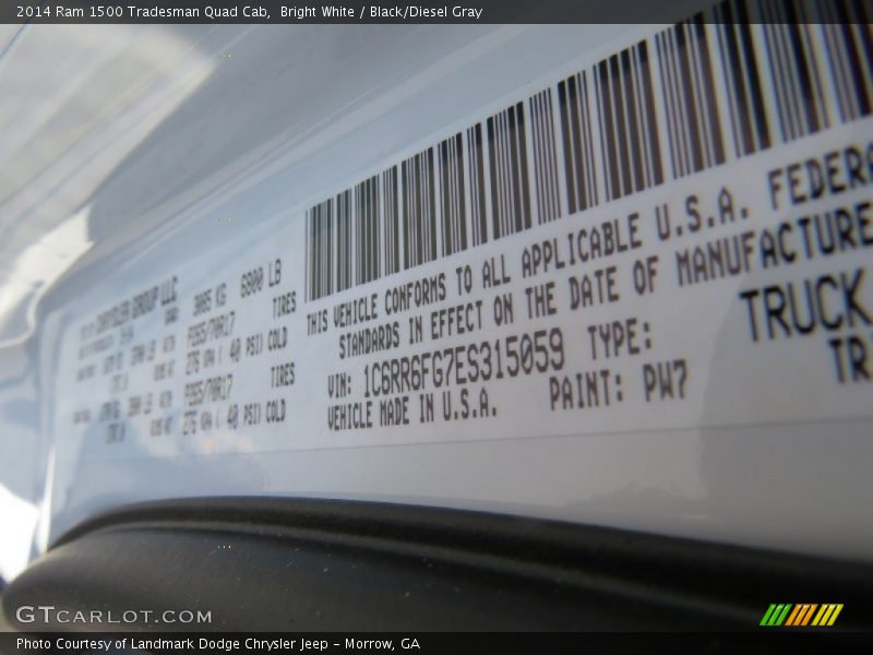 Bright White / Black/Diesel Gray 2014 Ram 1500 Tradesman Quad Cab