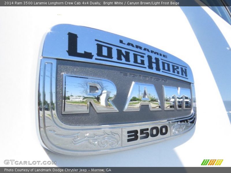Bright White / Canyon Brown/Light Frost Beige 2014 Ram 3500 Laramie Longhorn Crew Cab 4x4 Dually