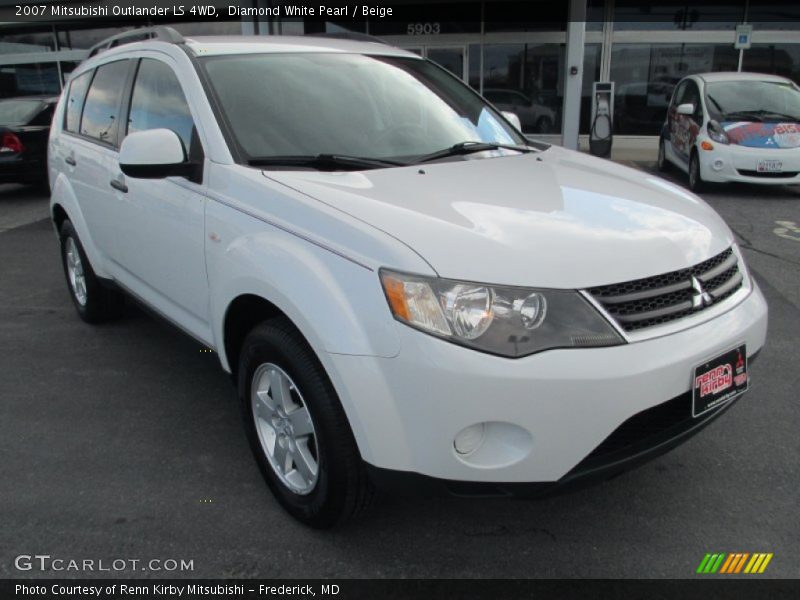 Diamond White Pearl / Beige 2007 Mitsubishi Outlander LS 4WD