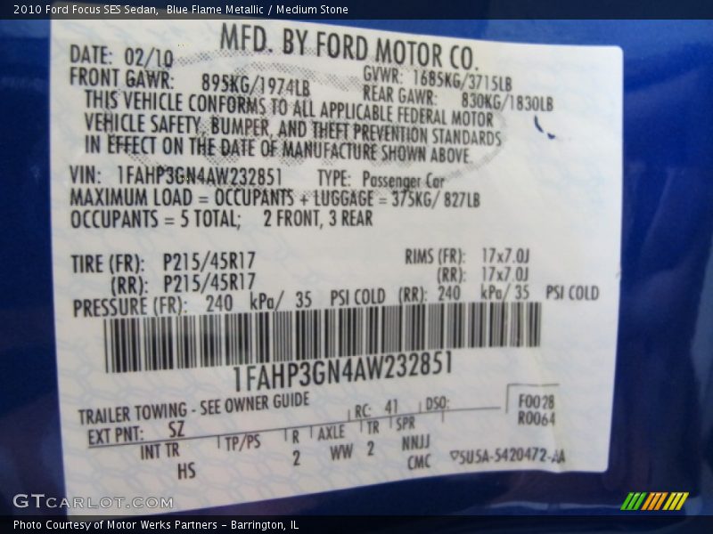 Blue Flame Metallic / Medium Stone 2010 Ford Focus SES Sedan