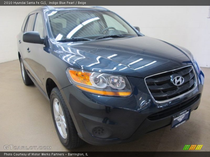 Indigo Blue Pearl / Beige 2010 Hyundai Santa Fe GLS
