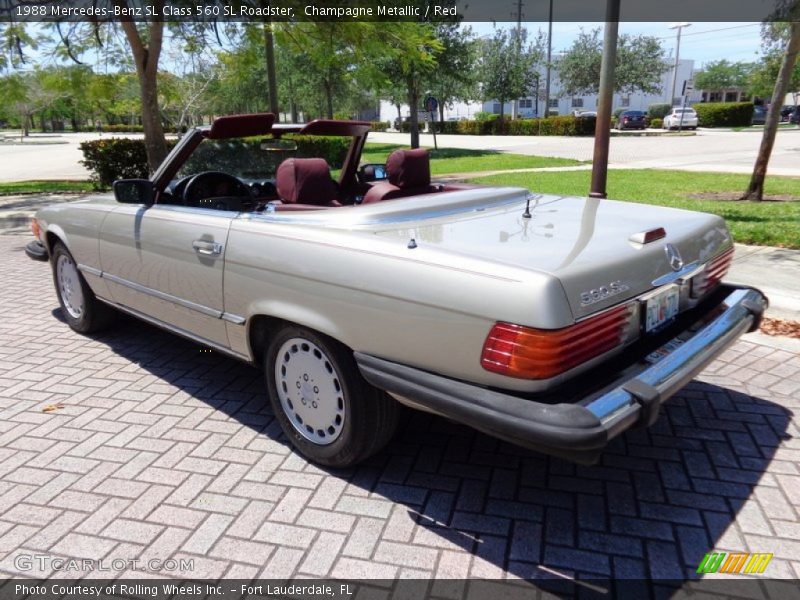 Champagne Metallic / Red 1988 Mercedes-Benz SL Class 560 SL Roadster