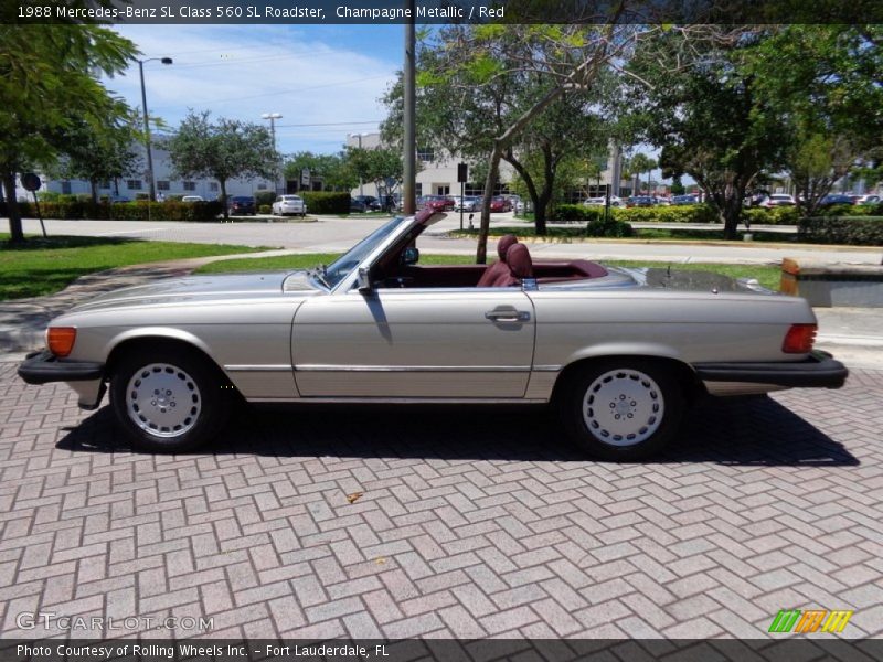 Champagne Metallic / Red 1988 Mercedes-Benz SL Class 560 SL Roadster
