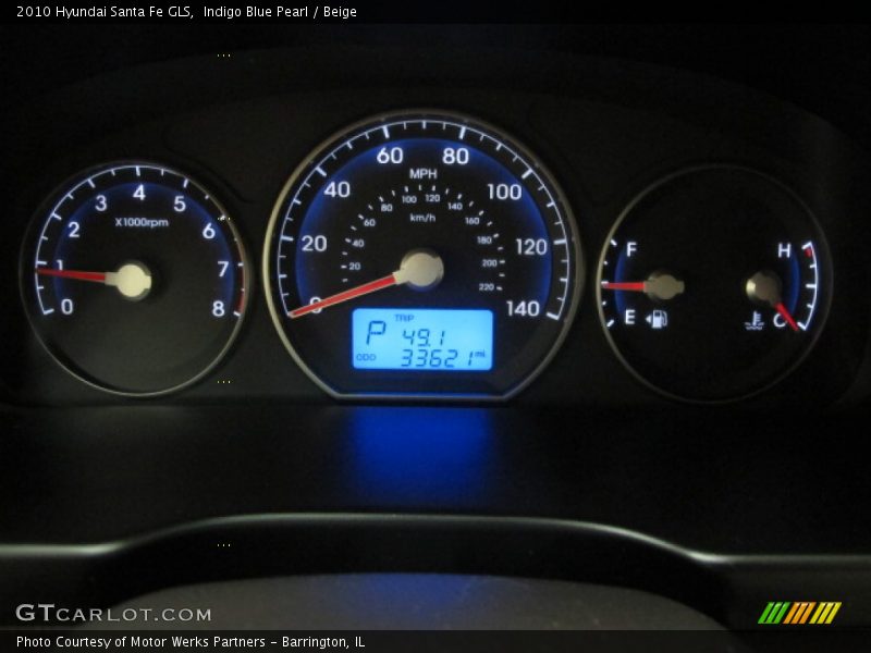 Indigo Blue Pearl / Beige 2010 Hyundai Santa Fe GLS