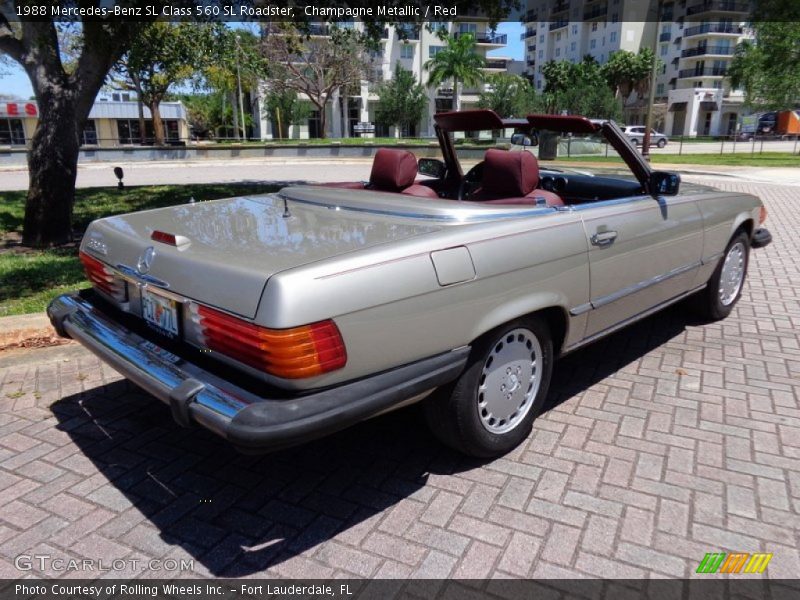 Champagne Metallic / Red 1988 Mercedes-Benz SL Class 560 SL Roadster